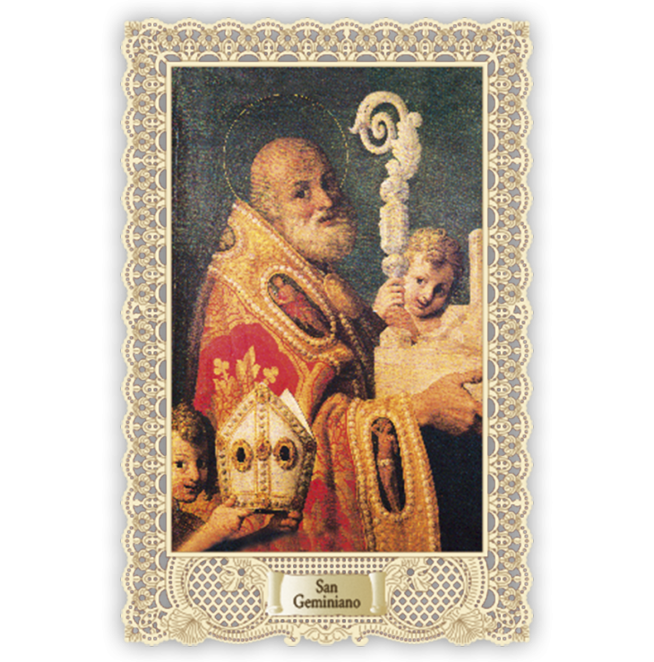 Officina D'Arte Torre　飾りレース紙ご絵   聖ジミニャーノ SAN GEMINIANO　OAT191 イタリア語祈りカード　