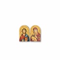 ギリシャイコン　LAL00862     ミニ　見開き二面　イエス　聖母子　Diptych printed wood with envelope, size cm. 4.8x6 - MADONNA TENEREZZA ROSSO+CRISTO