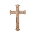イタリア　 LALVC089　十字架の道行クロス　１７センチ　Via Crucis Cross in Birch Wood with Ox Met.Plaques cm.17x10,5