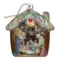 イタリア　 FBNATALE1382-3  キリスト降誕のシーンのある小屋の形をしたクリスマスオーナメント
