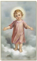 FRATELLI BONELLA　イタリア　紙のご絵　箔押裏白　200-167　雲の上の幼児イエスの聖なるカード　裏白　6.5 X 4.5cm