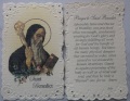 HOLYART　SA002097   イタリア　飾りエンボス厚紙加工　ご絵　聖ベネディクト　6.8x 10.5Cm　裏外国語の祈り