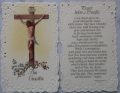 HOLYART　SA002100   イタリア　飾りエンボス厚紙加工　ご絵　磔刑　6.8x 10.5Cm　裏外国語の祈り