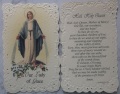 HOLYART　SA002101   イタリア　飾りエンボス厚紙加工　ご絵　無原罪英語　6.8x 10.5Cm　裏外国語の祈り