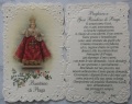 HOLYART　SA002113   イタリア　飾りエンボス厚紙加工　ご絵　サントニーニョ　イタリア語　6.8x 10.5Cm　裏外国語の祈り