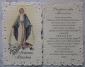 HOLYART　SA002114   イタリア　飾りエンボス厚紙加工　ご絵  無原罪　イタリア語　6.8x 10.5Cm　裏外国語の祈り