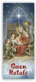 FRATELLI BONELLA　イタリア　紙のご絵箔押しおり　FB233-1　クリスマスブックマークキリスト降誕　6 x 15 cm