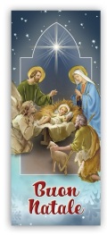FRATELLI BONELLA　イタリア　紙のご絵箔押しおり　FB233-2　クリスマスブックマークキリスト降誕　6 x 15 cm