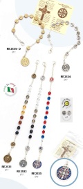 転売不可　イタリア　 LALRE2534D 　ロザリオブレスレット　聖ベネディクト　７ミリ　金色メダイ