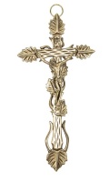 イタリア　LALCL261BR　つや消しメタルアイビークロス　イエスボディ付き　ブロンズ　Brushed Metal Ivy Cross with Brusched Metal Christ cm.27x13 - BRONZO CL 261.BR