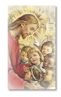 FRATELLI BONELLA　イタリア　紙のご絵　FB287-25　世界の子供たちとイエス　裏面一色のイタリア語祈り　5.5 X 10 Cm