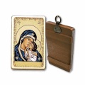 ギリシャイコン　LAL33163　壁掛け　Wooden Icon with crossbeams box included, cm. 12x7.5 - MADONNA TENEREZZA BLU