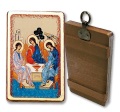 ギリシャイコン　LAL33164　トリニティ　　Wooden Icon with crossbeams box included, cm. 12x7.5 - SANTISSIMA TRINITA'