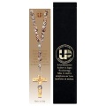 ULPE WOOD ART　イタリア　木彫   木製マーブルロザリオ　８ミリ珠　ROSARY MARBLED BROWN WITH CRUCIFIX + VELVET CASE UP4000012S