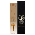 ULPE WOOD ART　イタリア　木彫   オリーブクロスペンダント　クロス５．２×３．２センチ　天然紐３８センチ　CRUCIFIX NAZAREAN NECKLACE WITH VELVET CASE　UP401001S　