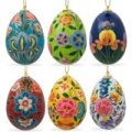 Best Pysanky 　 py5047 　 ウクライナのイースターエッグピサンキ　Garden Flowers Ukrainian Wooden Easter Eggs Ornaments Pysanky