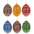 Best Pysanky 　 py5048 　 ウクライナのイースターエッグピサンキ　オーナメント６個　Garden Flowers Ukrainian Wooden Easter Eggs Ornaments Pysanky