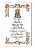 ATSITALIA 　箔押羊皮紙　英語　祈りカード　手判サイズ　6671　主の祈り　Our Father　私たちの父の祈り-羊皮紙の聖なる絵