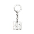 イタリア　LALAF005   メタルキーホルダー　聖書　はじまりと終わり　Lux Enameled Metal Keychain Book with envel.+ticket cm.3,2x3 - BIANCO
