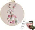 手刺繍用　初心者用　刺繍キット　ROAL713903　イースターバニーお花　２０センチ枠＋刺繍糸＋英語解説書　つき　１セット