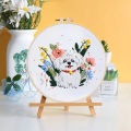 手刺繍用　初心者用　刺繍キット　ROAL713934　かわいい子犬　２０センチ枠＋刺繍糸＋英語解説書　つき　１セット