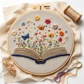 手刺繍用　初心者用　刺繍キット　ROAL713996　イースターにわとり　２０センチ枠＋刺繍糸＋英語解説書　つき　１セット