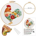 手刺繍用　初心者用　刺繍キット　ROAL713996　イースターにわとり　２０センチ枠＋刺繍糸＋英語解説書　つき　１セット