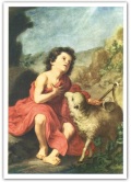 FRATELLI BONELLA　FBPCSARTE29   イタリア　名画ご絵　ムリョーリョの洗礼者ヨハネと子羊　裏白１５×１０．５センチ（ポストカードサイズ）
