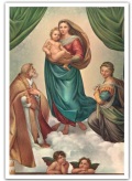 FRATELLI BONELLA　FBPCSARTE38 イタリア　名画ご絵　RAFFAELLOSANZIOによるSISTINEMADONNA　裏白１５×１０．５センチ（ポストカードサイズ）