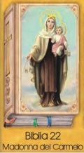 イタリア　紙カード金箔押　聖書型　紙裏白　ご絵　CRBibLia22 　カルメルの聖母子　１２．５×７．５センチ　高級紙裏白