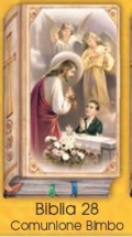 イタリア　紙カード金箔押　聖書型　紙裏白　ご絵　CRBibLia28　初聖体男の子　１２．５×７．５センチ　高級紙裏白