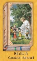 イタリア　紙カード金箔押　聖書型　紙裏白　ご絵　CRBibLia5 　イエスと子どもたち　１２．５×７．５センチ　高級紙裏白
