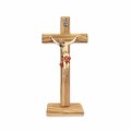 イタリア　 LALPG672B　寄木ボディメタル　卓上聖ベネディクトクロス 　２０センチ　Cross Olive wood S.Ben.+ body metal whit marquetry+card+box+base cm.20,4x10