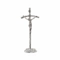 イタリア　LALCL218B　　卓上　銀黒 　メタル教皇クロス　Brushed Metal Pastoral Cross with Classic Brushed Body+base cm.30x12