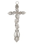 イタリア　LALCL260ARG　つや消しメタルアイビークロス　いぶし銀色　Brushed Metal Ivy Cross cm.27x13 - ARGENTATO