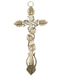 イタリア　LALCL260BR　つや消しメタルアイビークロス　ブロンズ色　Brushed Metal Ivy Cross cm.27x13 - BRONZO
