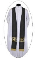 教会住所または寄進者宅　神父　司祭　牧師用　OR896-1　黒×ゴールドクロス柄　葬儀用　ストラ