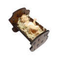イタリア　 LALP159 　イエス赤ちゃん１１．５センチ　　　Dyed walnut crib with Christ Jesus,  cm. 11.5x8