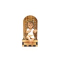 イタリア　 LALP181 　イエス赤ちゃん９．５センチ　Olive wood trough with sitting Jesus, size cm. 9.5x4.5