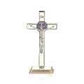 イタリア　 LALPG2270B-DFO　蛍光オフホワイト　メタル　聖ベネディクトクロス 　２０センチ　S.Ben.Gold.Enam.Cross+Enam.Gold.Medal+En.Base cm.20+Box - FOSFORO　