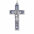 一般不可　転売不可　イタリア　 LALPG348SBBLU　聖ベネディクト　メタルデザインクロス　銀青　7.5×4.2センチ