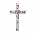 一般不可　転売不可　イタリア　 LALPG597SBRO　聖ベネディクト　メタルデザインクロス　銀赤　7.5×4.5センチ　紐付き　