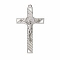 一般不可　転売不可　イタリア　 LALPG597SBW　聖ベネディクト　メタルデザインクロス　銀白　7.5×4.5センチ　紐付き　
