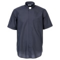 教会住所または寄進者宅のみお届け　聖職者事務服　39  40  41  42  43  44  45  ダークグレーの混合素材 クレリッジカラー ショートスリーブ シャツ In Primis