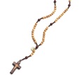 イタリア　LALRE5062　マホガニー５連ロザリオ　ROSARIO LEGNO ULIVO MM.6 CON PATER LEGNO TINTO MOGANO E CROCE ULIVO