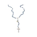 イタリア　 LALRA012BB　最高級ロザリオ　スワロフスキー＆シルバー９２５　長８ミリ珠　濃いめブルーBB　Rosary in silver and Crystal 8 mm. GENERICO/PERSONALIZZATO