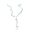 イタリア　 LALRA012LB　最高級ロザリオ　スワロフスキー＆シルバー９２５　長８ミリ珠　アクアブルーLB　Rosary in silver and Crystal 8 mm. GENERICO/PERSONALIZZATO