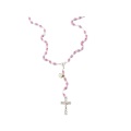 イタリア　 LALRA012RO　最高級ロザリオ　スワロフスキー＆シルバー９２５　長８ミリ珠　ローズRO　Rosary in silver and Crystal 8 mm. GENERICO/PERSONALIZZATO