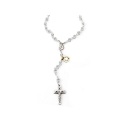 イタリア　 LALRA064 　最高級ロザリオ　スワロフスキークリスタル＆シルバー９２５　８ミリ珠　Rosary in silver and Crystal  8 mm. white