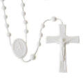 イタリア　RO008008　ナイロン白５連ロザリオ　White nylon rosary